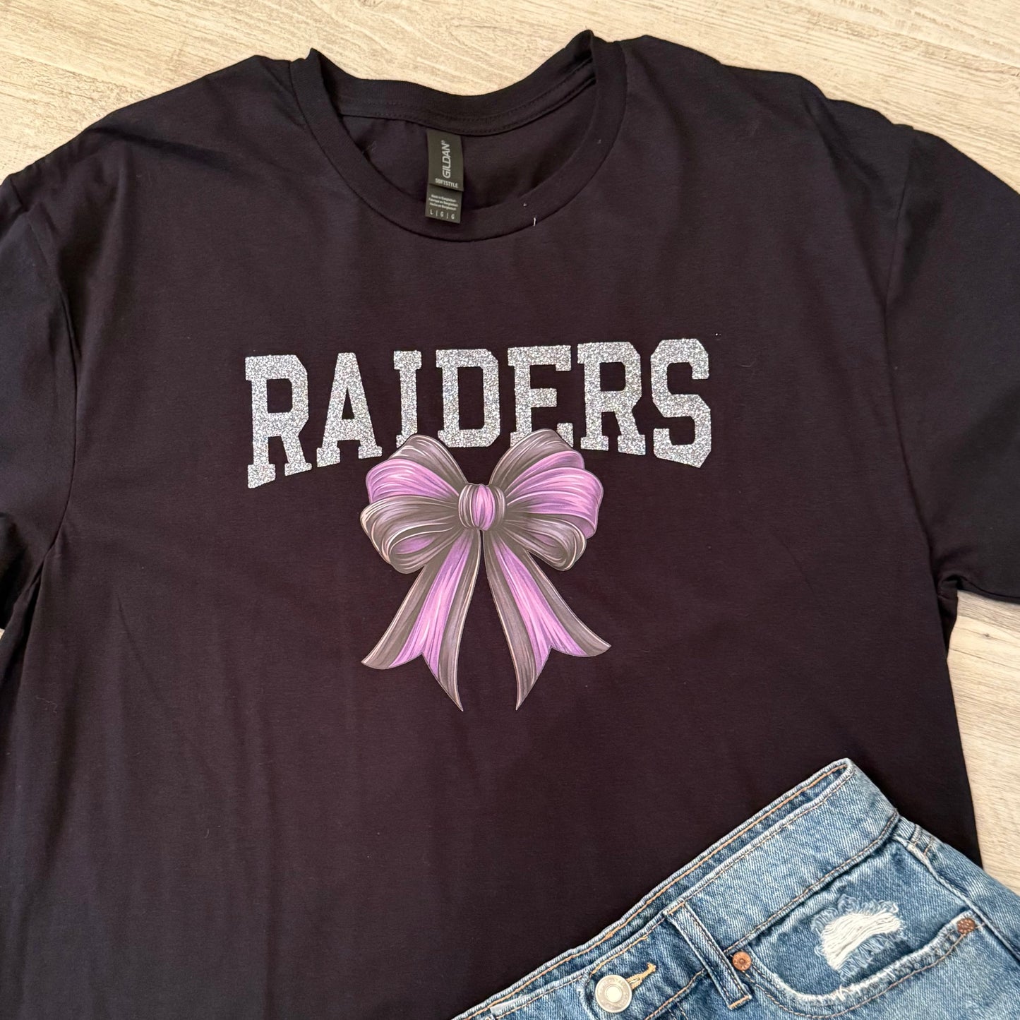 Raiders Purple/Black Bow