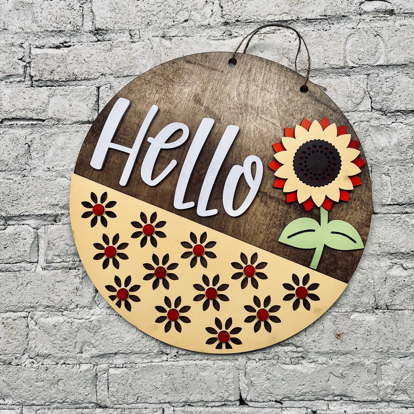 Hello Sunflower Round Sign