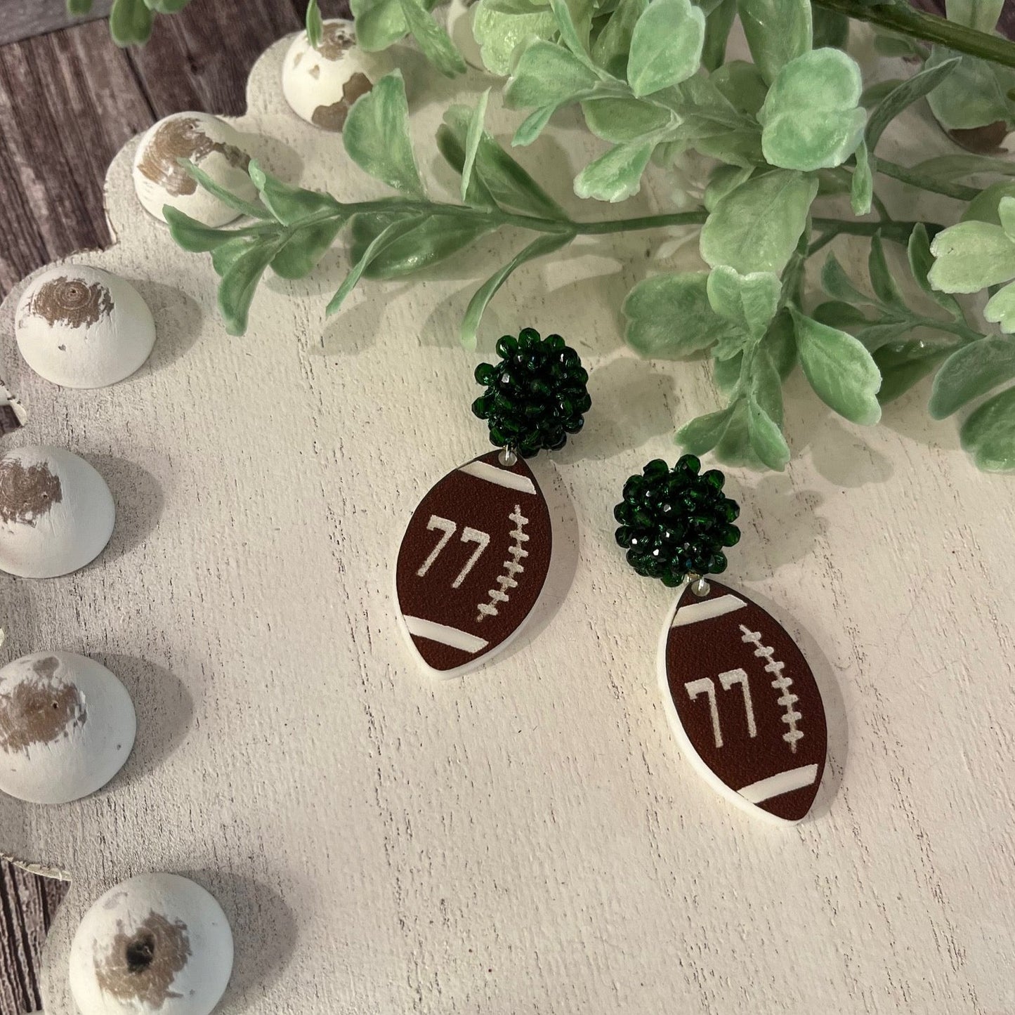 Dawsonville Beaded Football Earrings