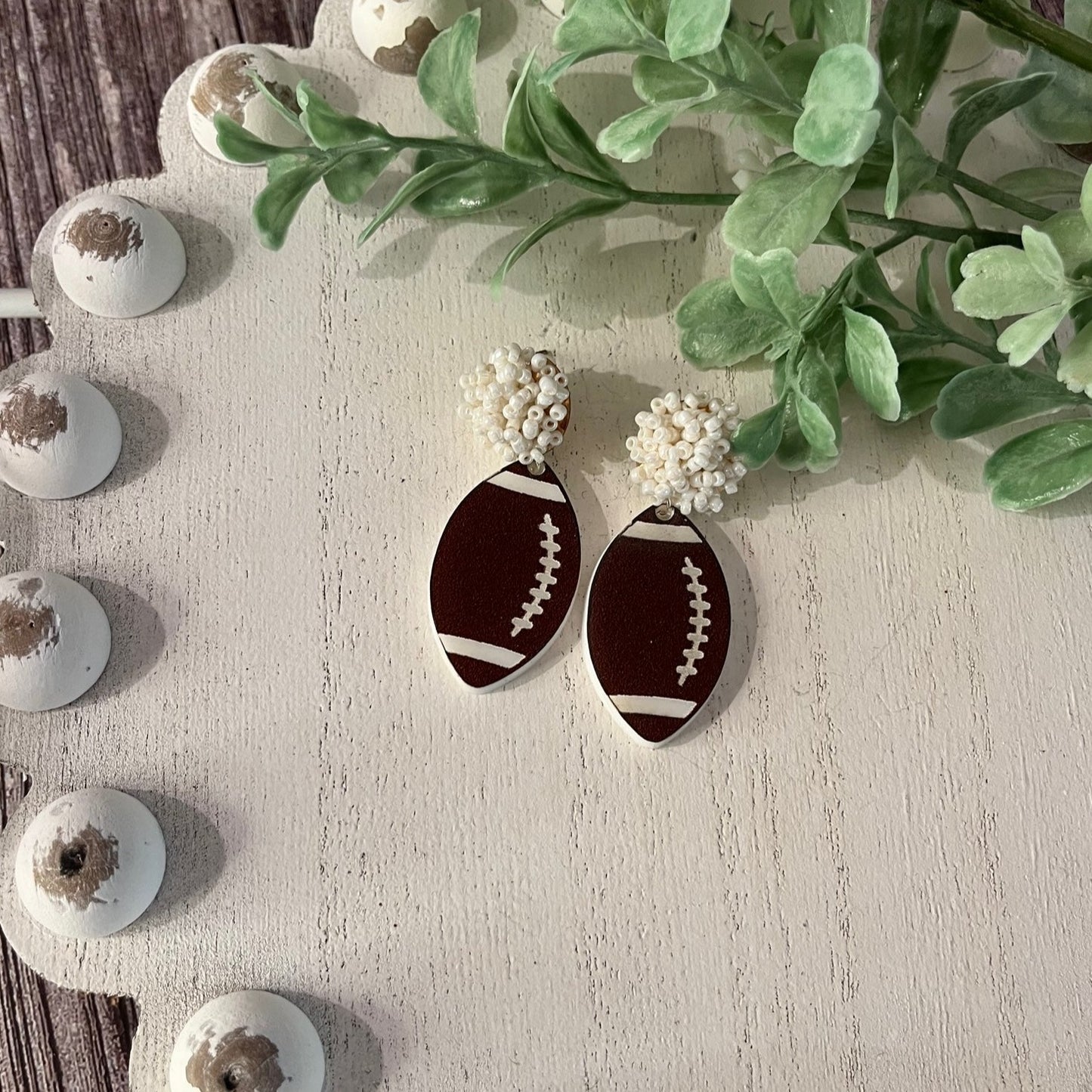 Dawsonville Beaded Football Earrings