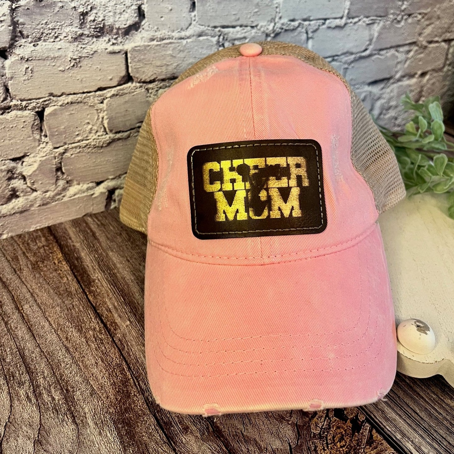 Football Leather Patch Ponytail Hats