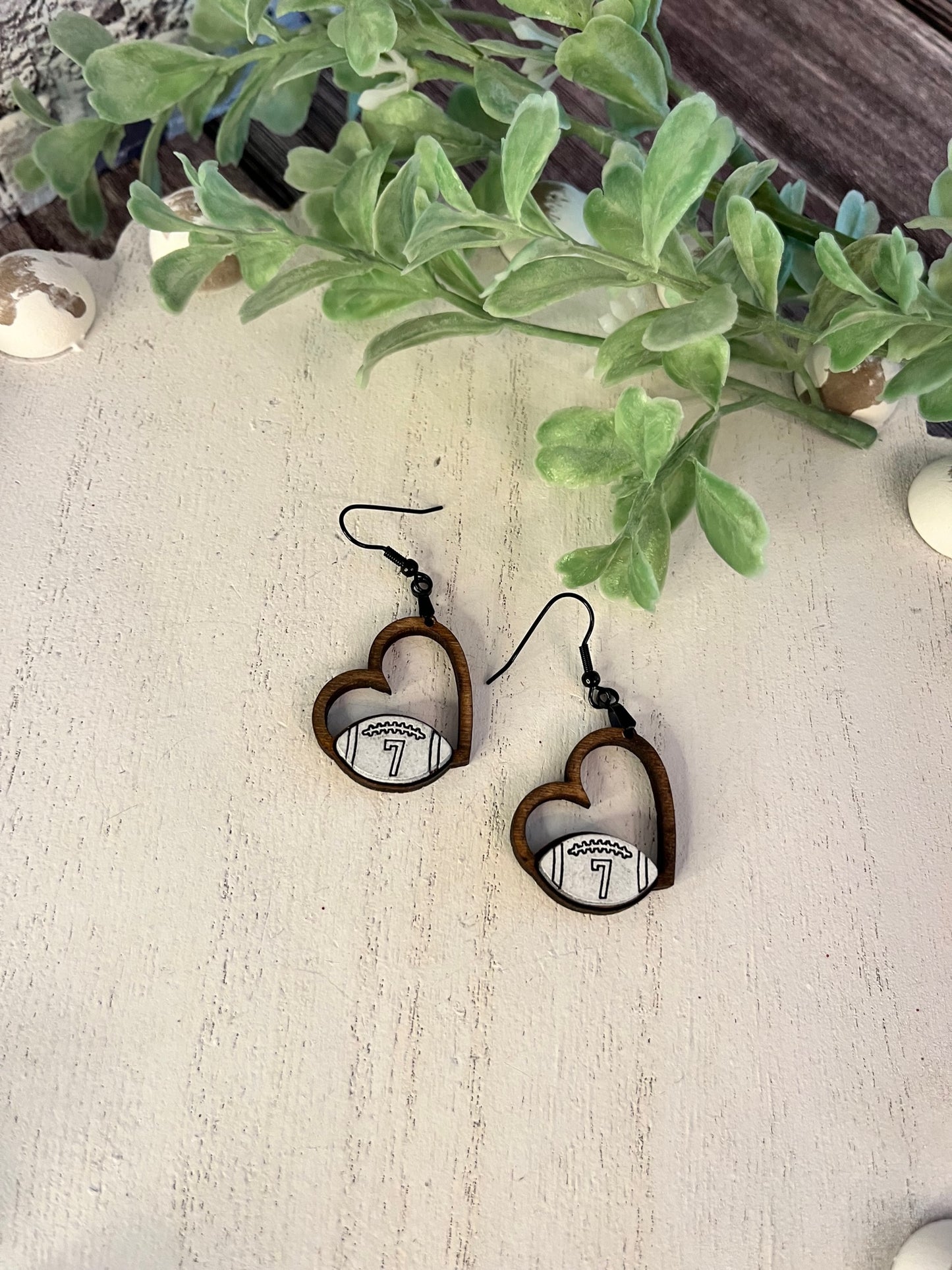 Heart Football Earrings