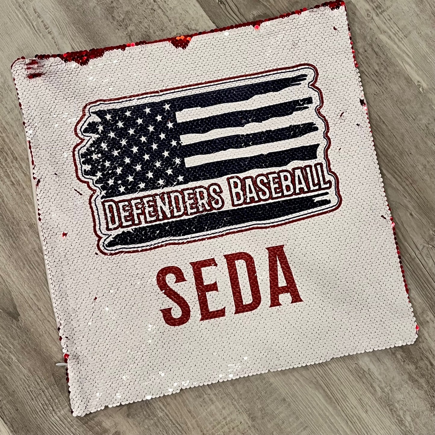 Defenders Personalized Sequins Pillow Cover