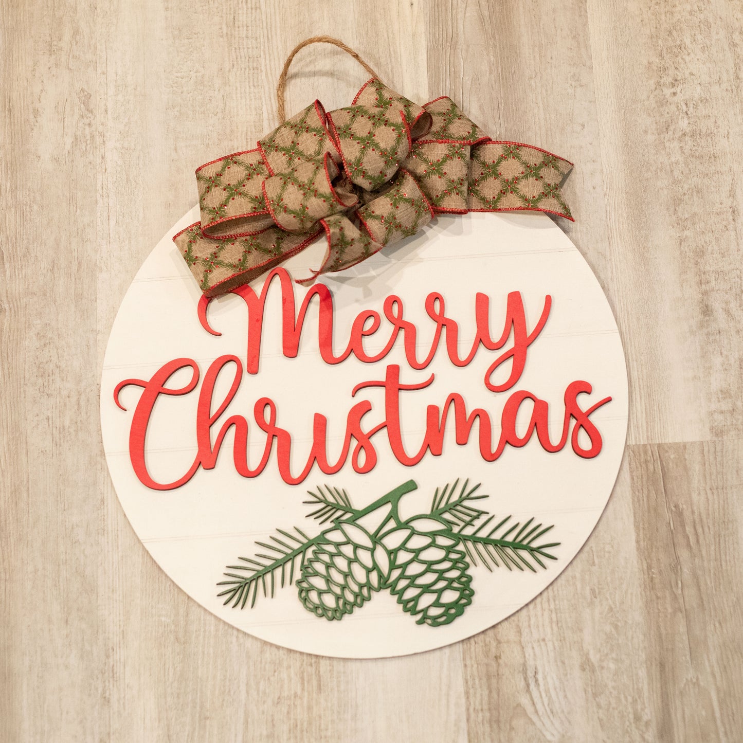 Merry Christmas Pinecone Round