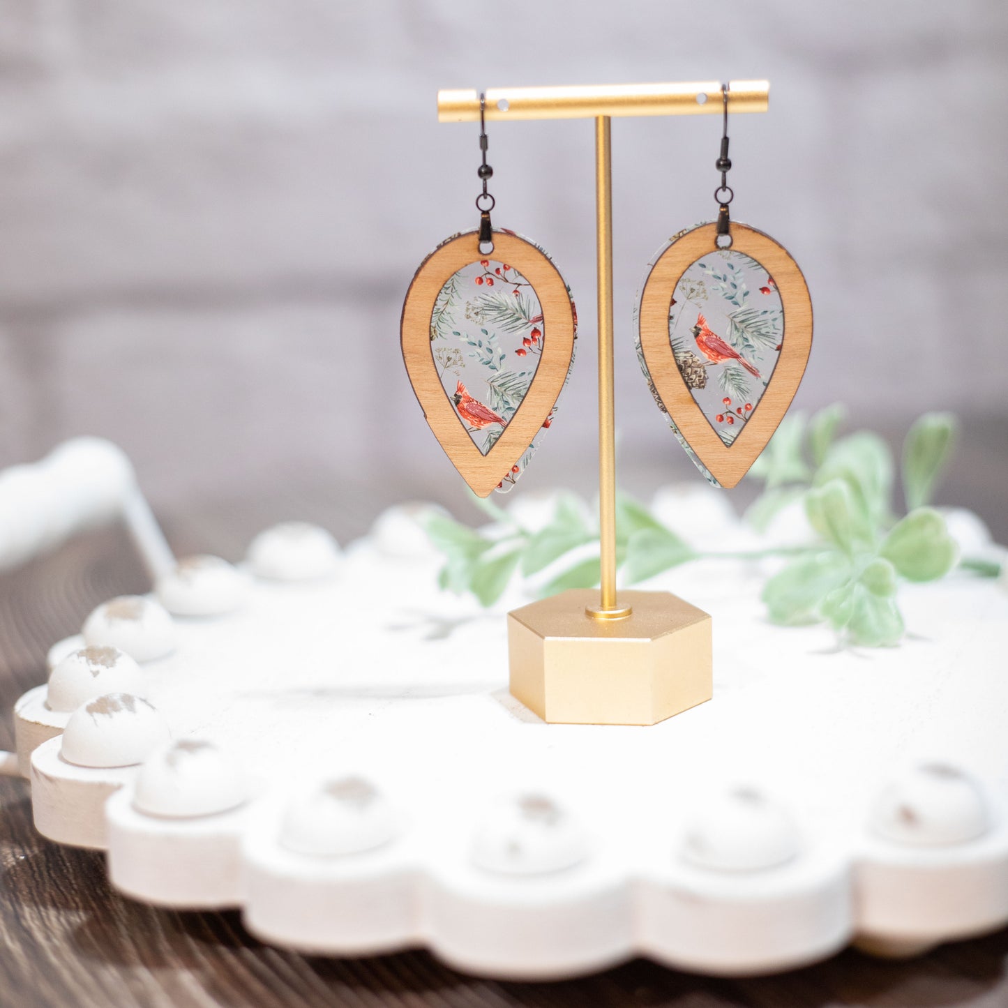 Cardinal Tear Drop Earrings