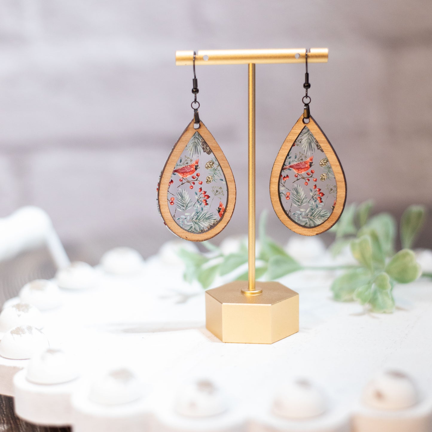 Cardinal Tear Drop Earrings