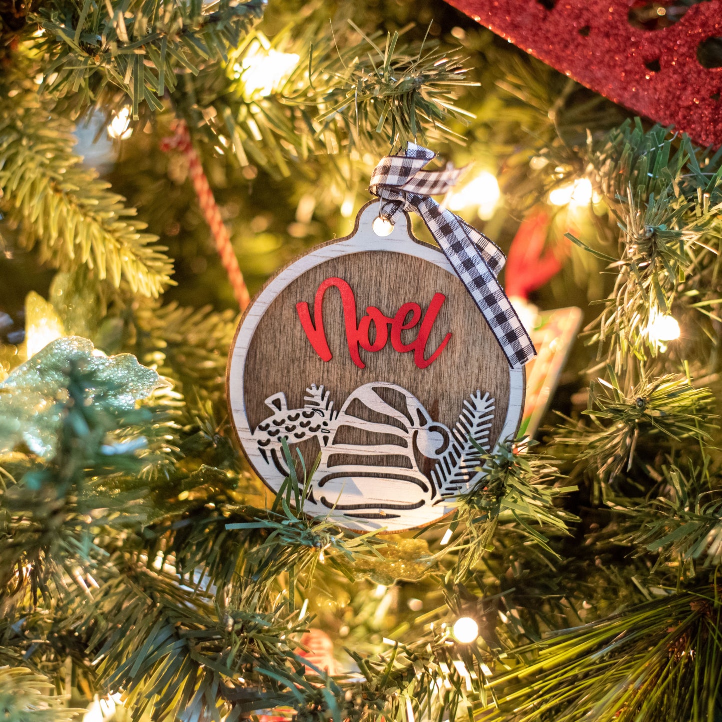 Wooden double layered Christmas ornaments