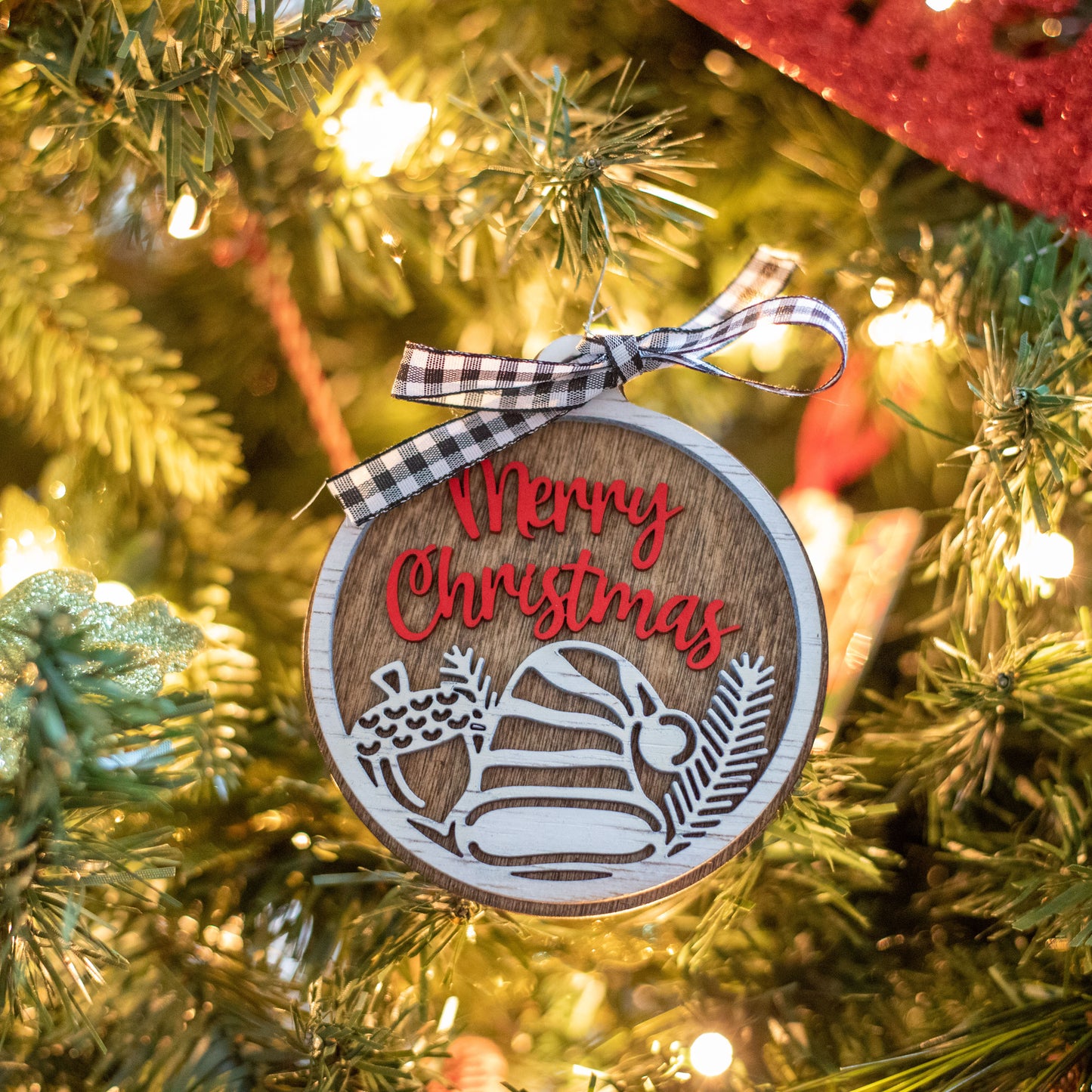 Wooden double layered Christmas ornaments
