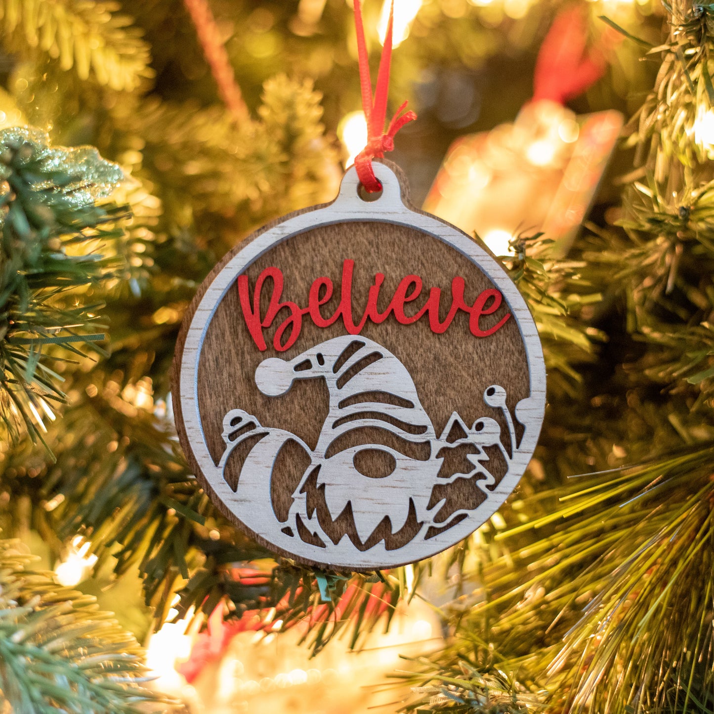 Wooden double layered Christmas ornaments