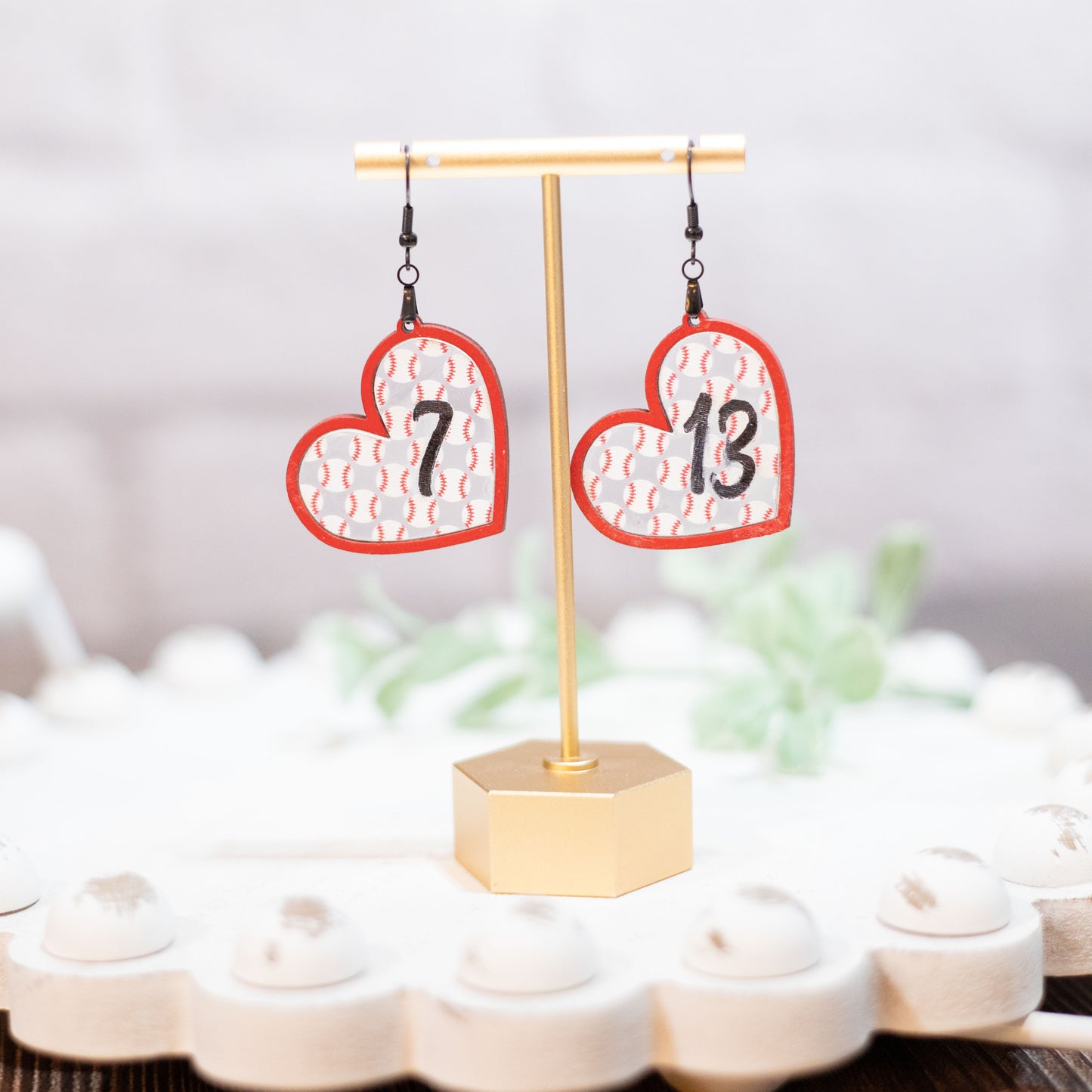 Personalized Baseball Heart Earrings
