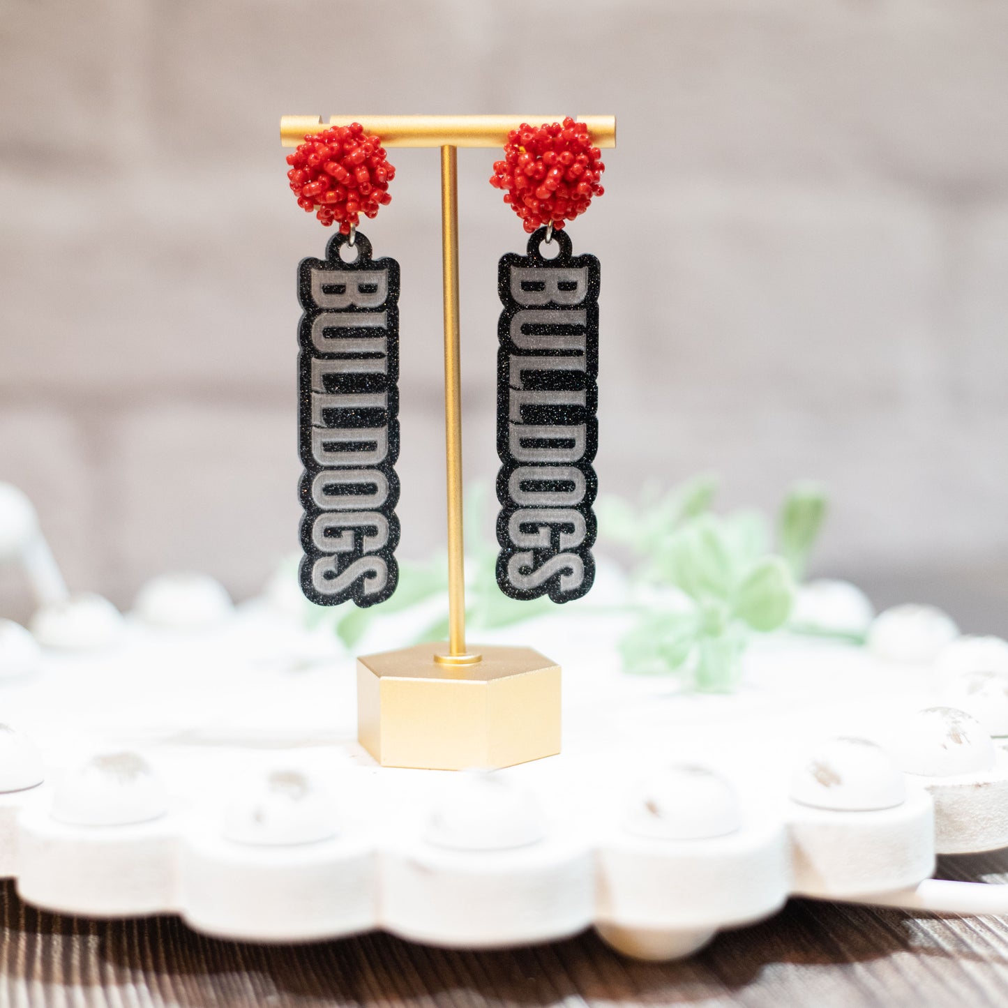 Beaded Bulldog Earrings
