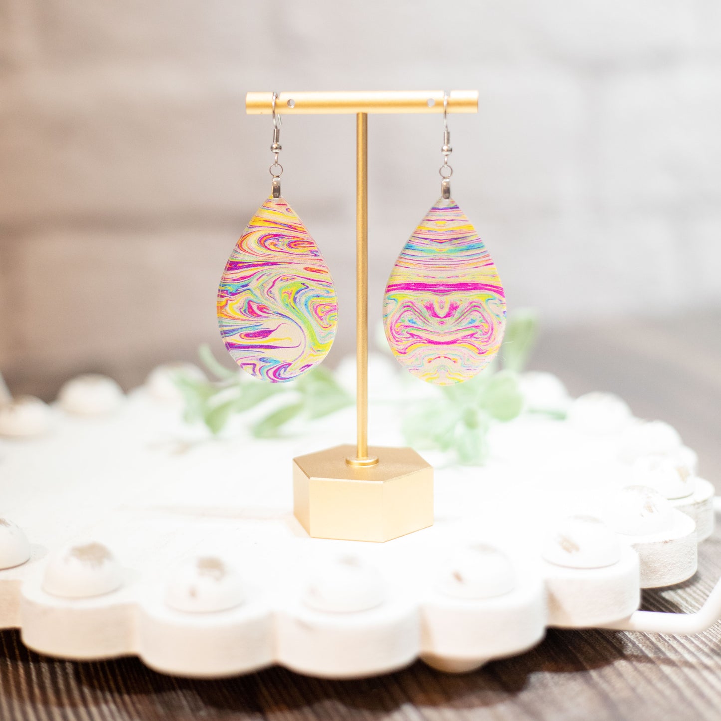 Acrylic Tear Drop Earrings