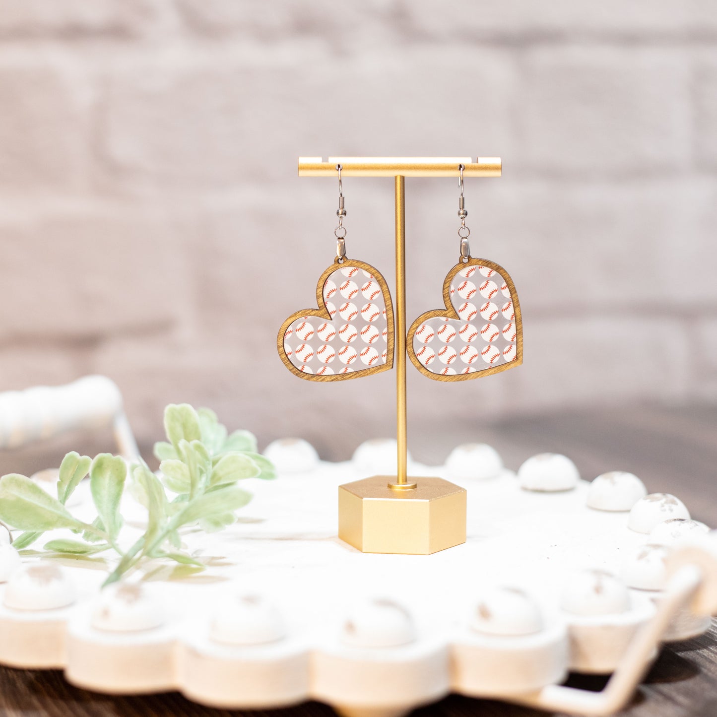 Personalized Baseball Heart Earrings