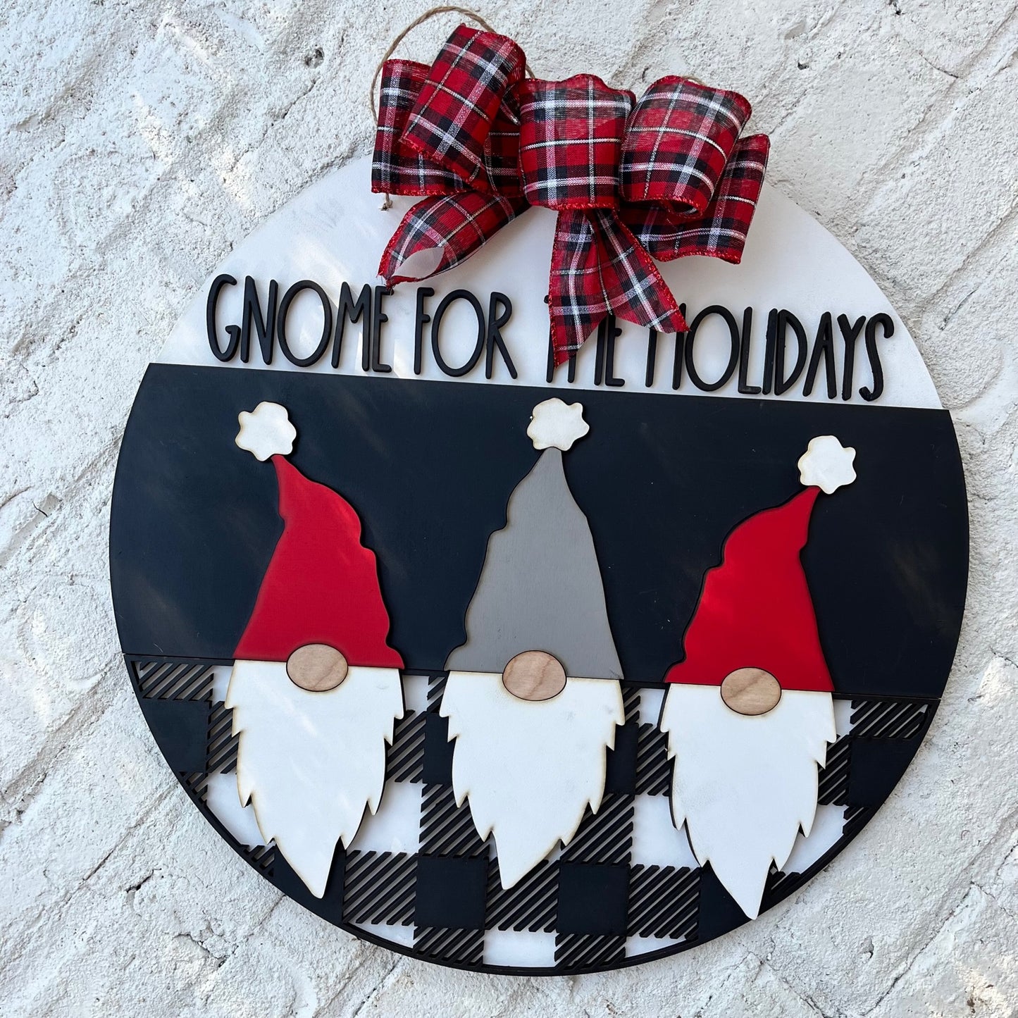 Gnome for the Holidays Round Sign