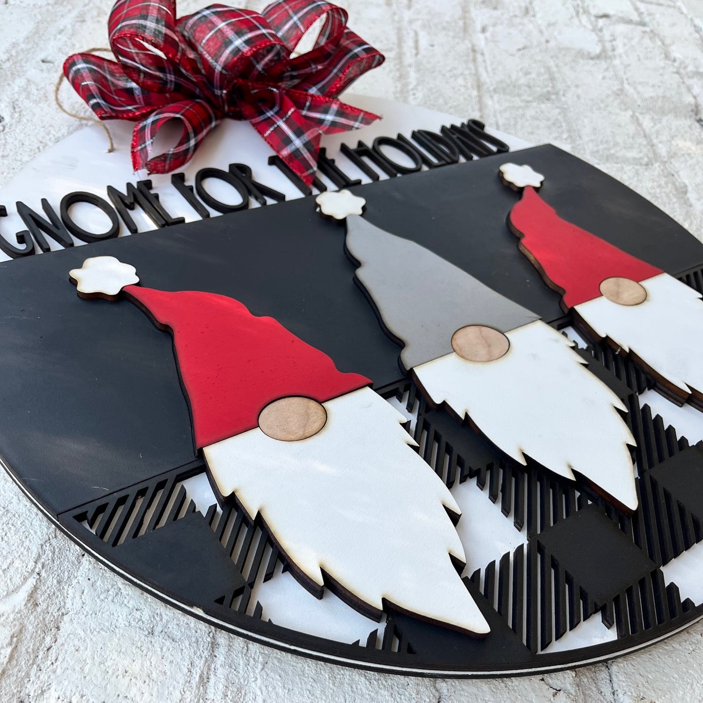 Gnome for the Holidays Round Sign
