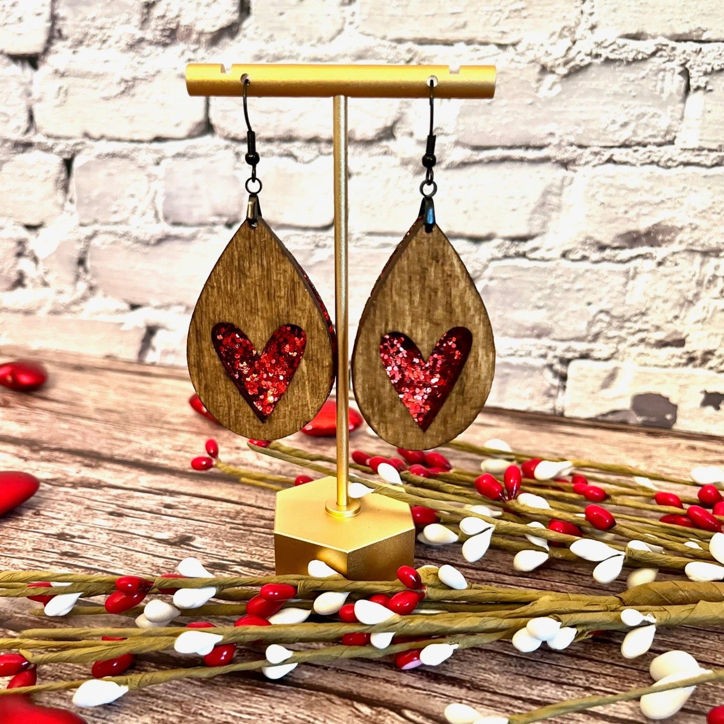 Wooden with Glitter Faux Leather