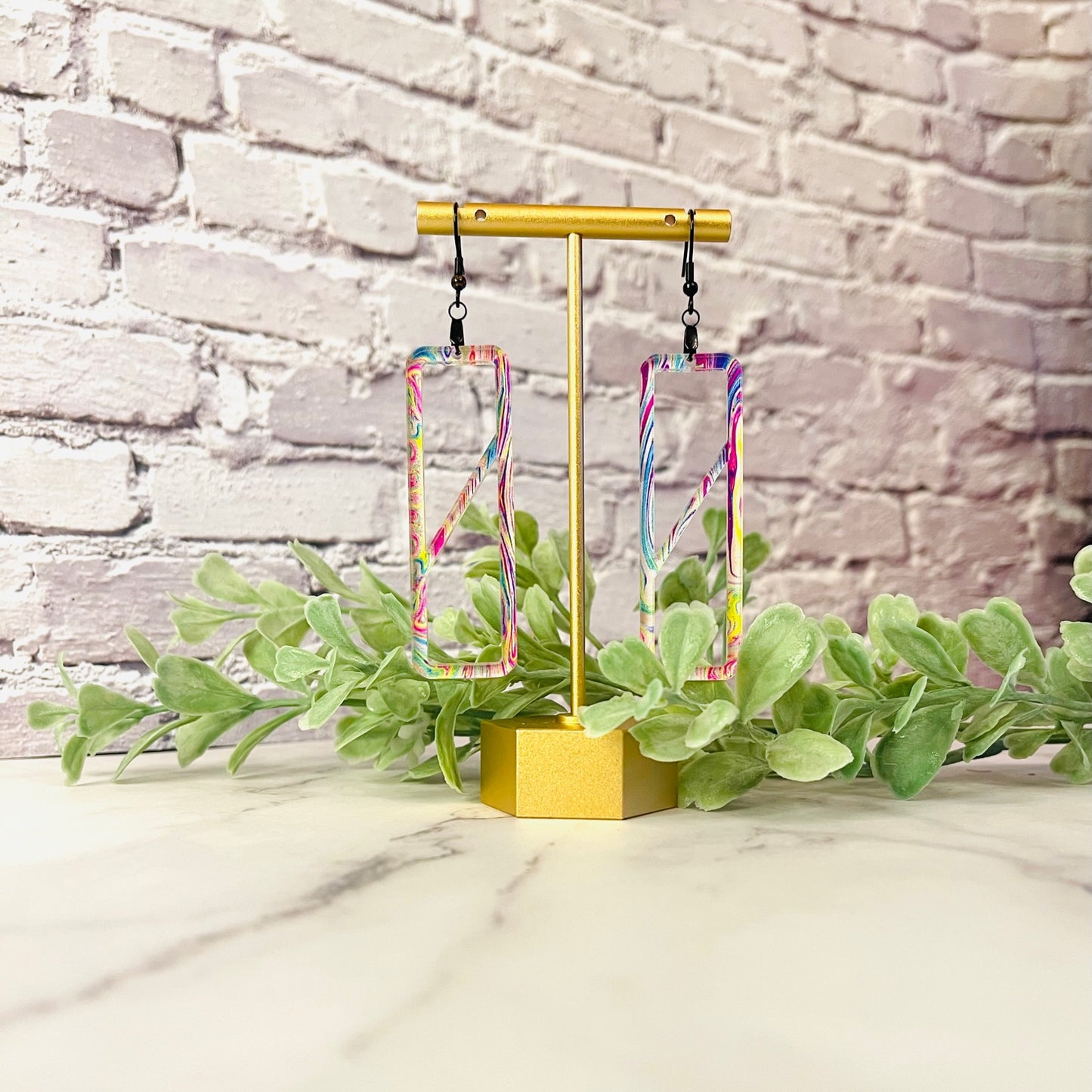 Acrylic Rectangle with diagonal Earrings