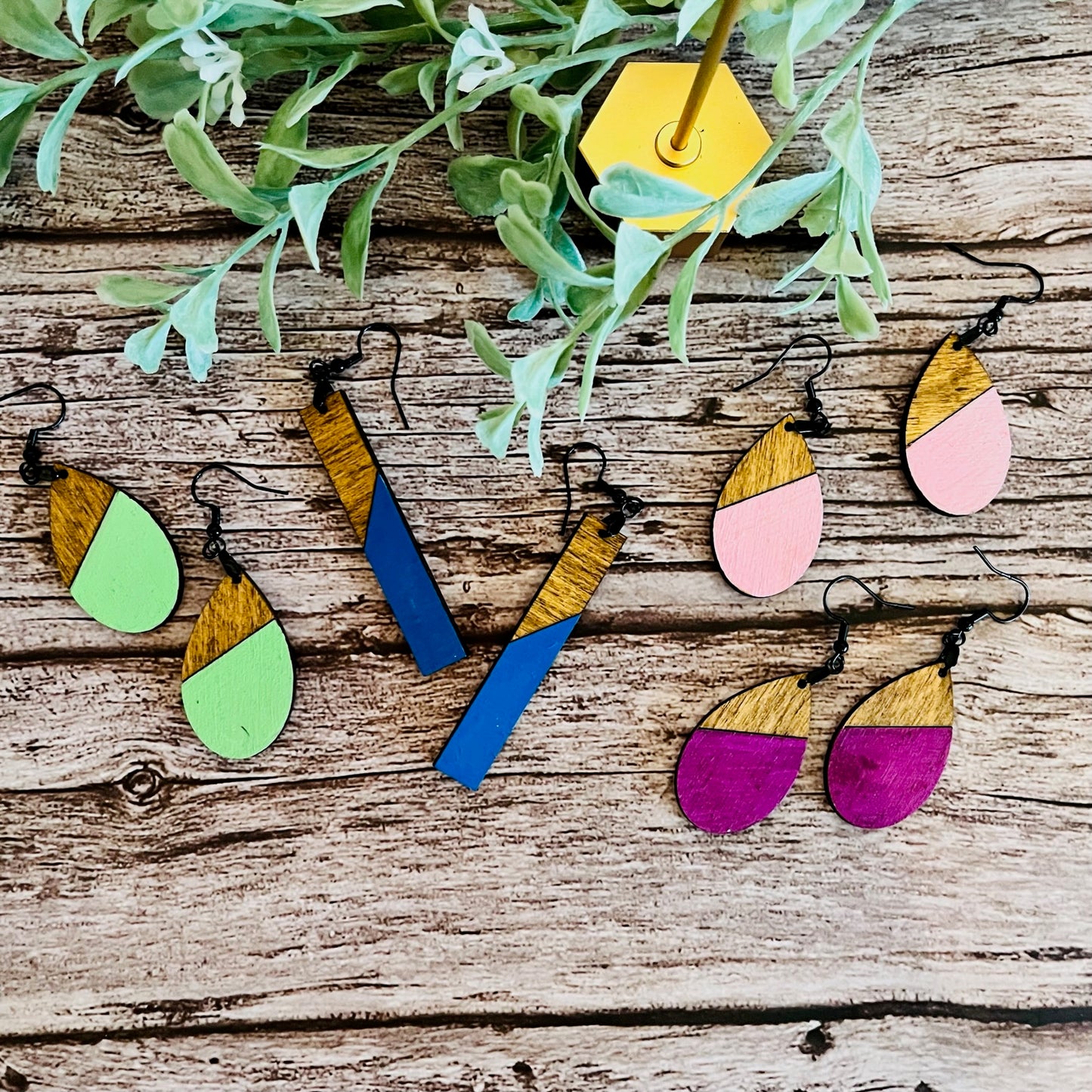 Painted Wooden Earrings