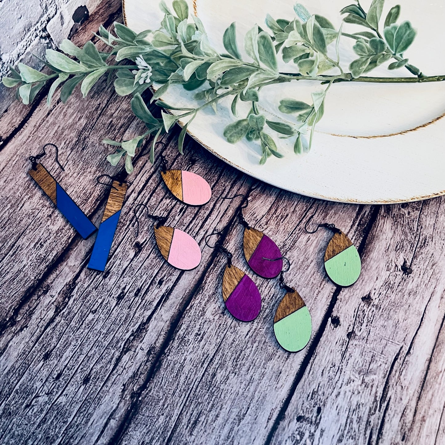 Painted Wooden Earrings