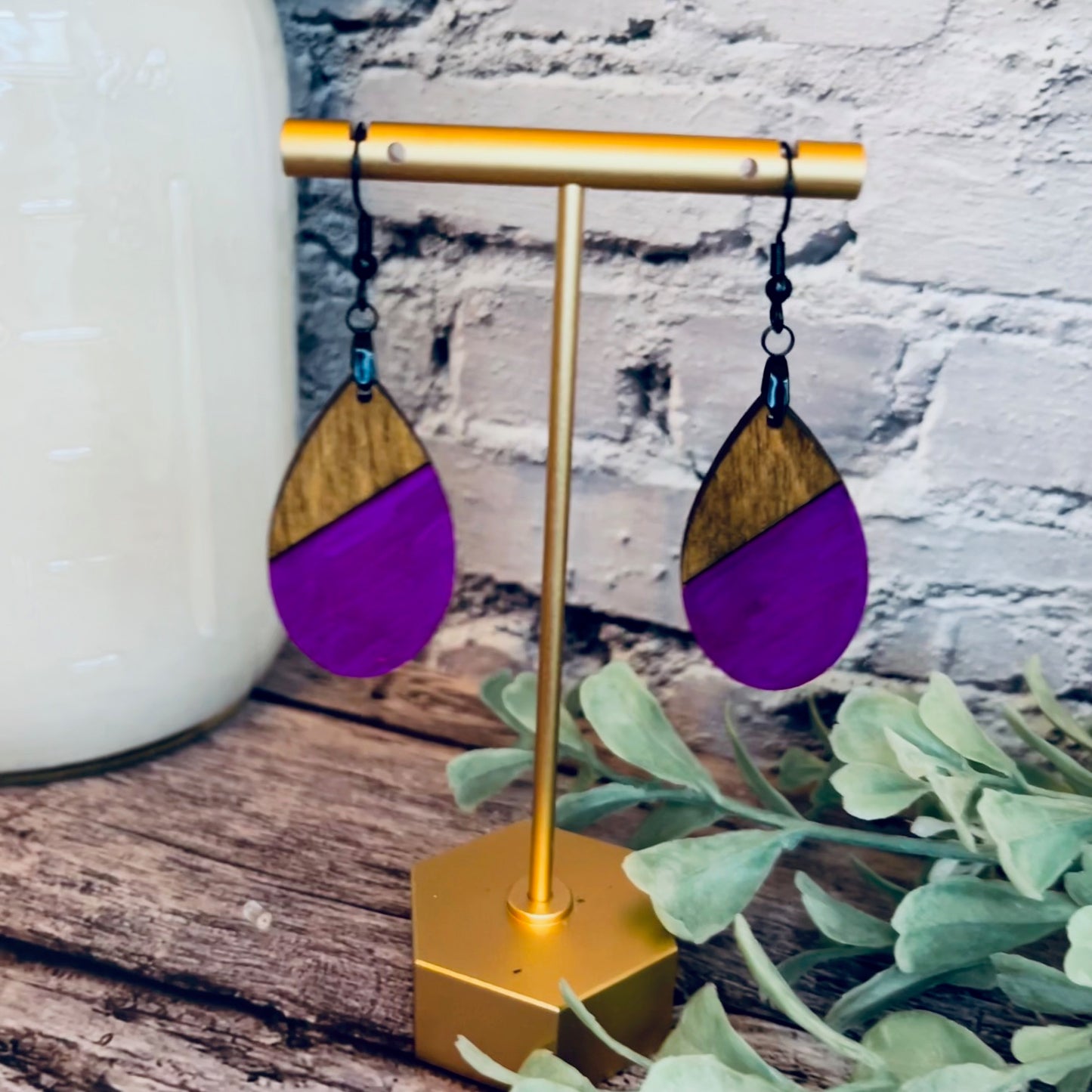 Painted Wooden Earrings