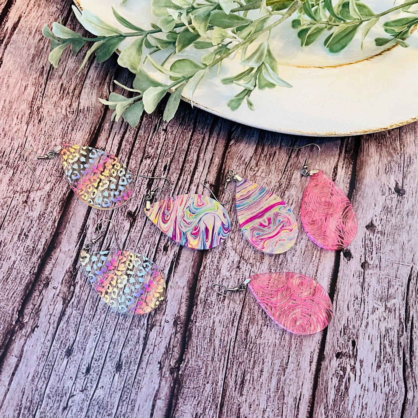 Acrylic Tear Drop Earrings
