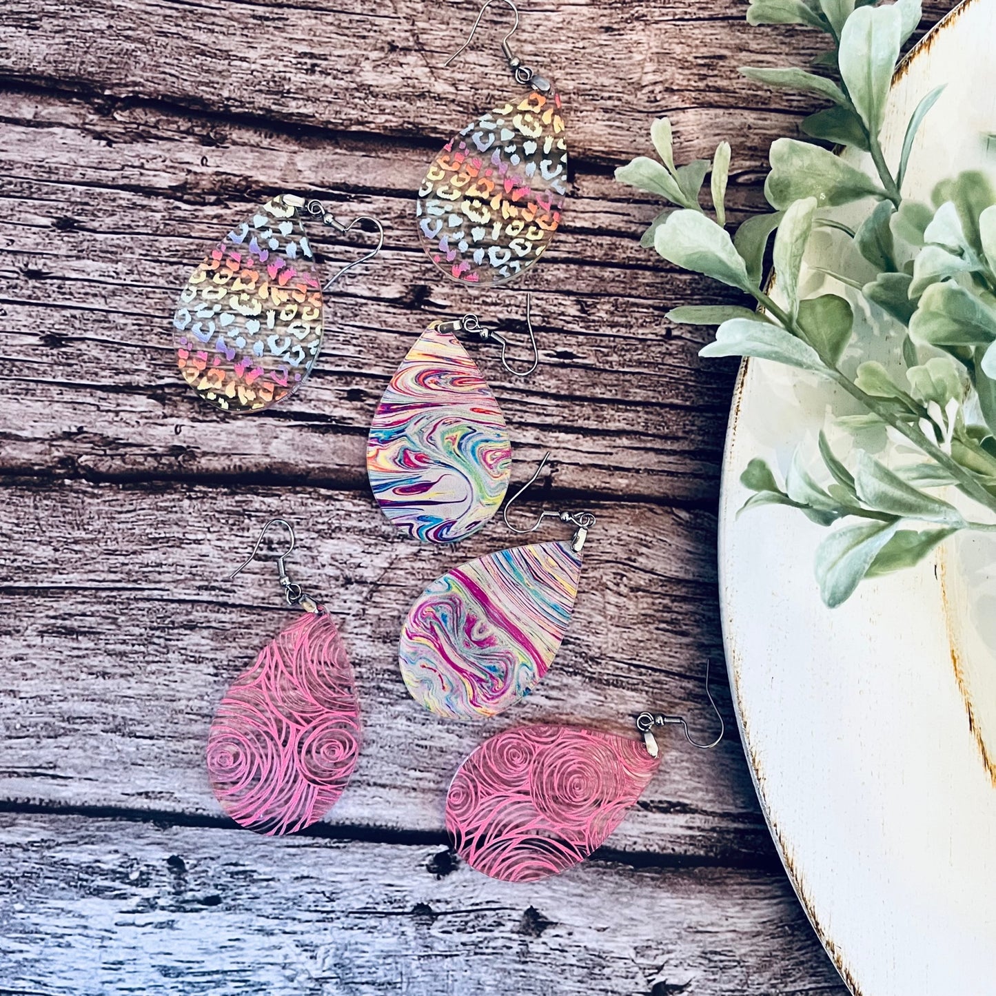 Acrylic Tear Drop Earrings