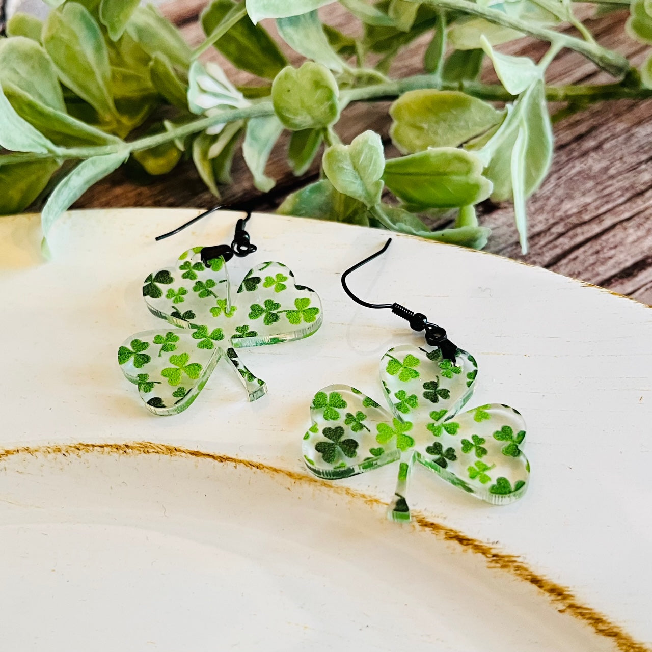 Acrylic Shamrock Earrings