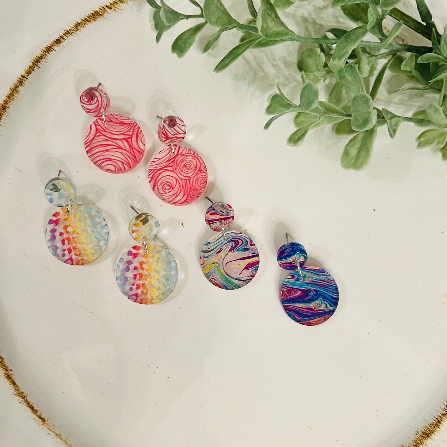 Acrylic Double Circle Earrings