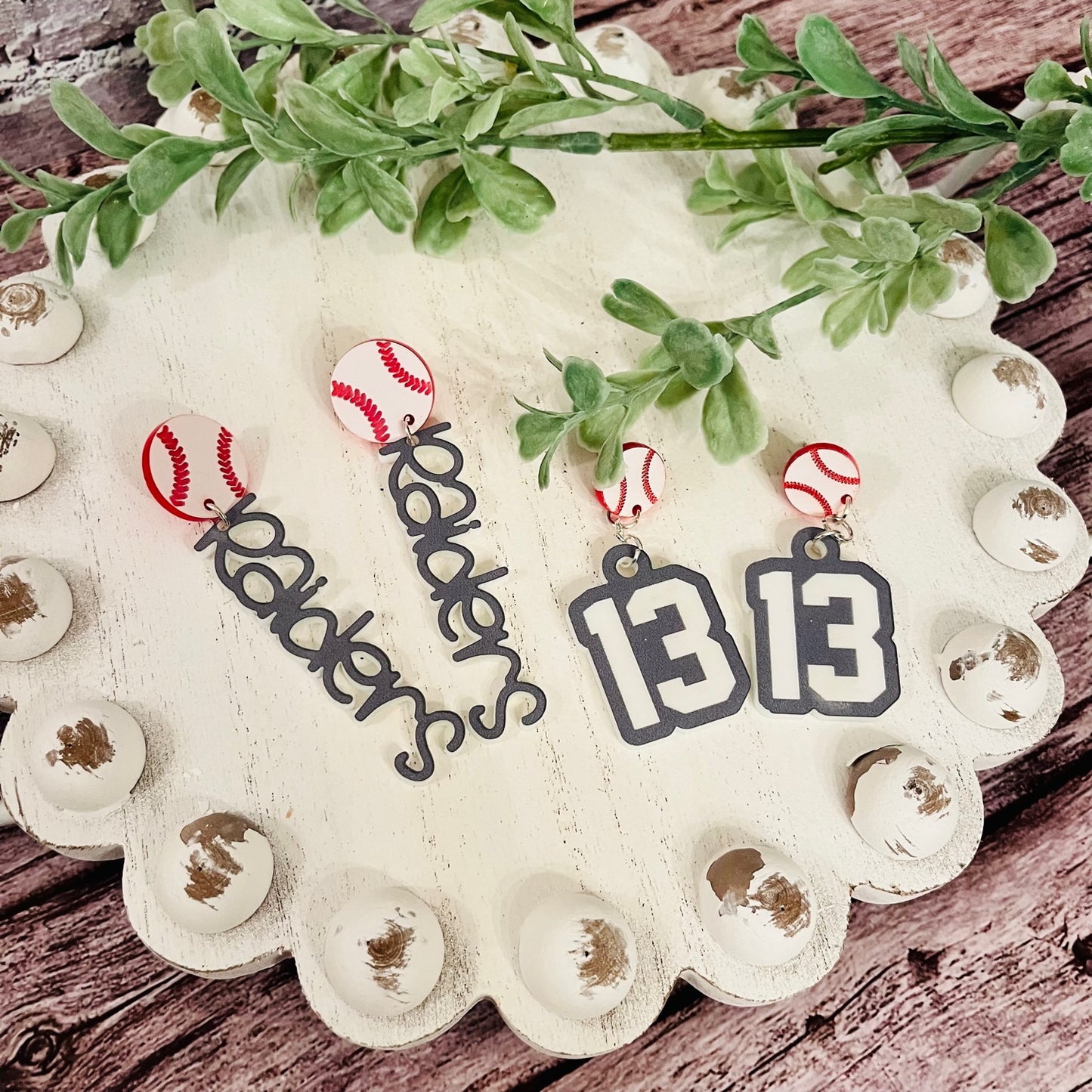 Personalized Baseball Number Earrings
