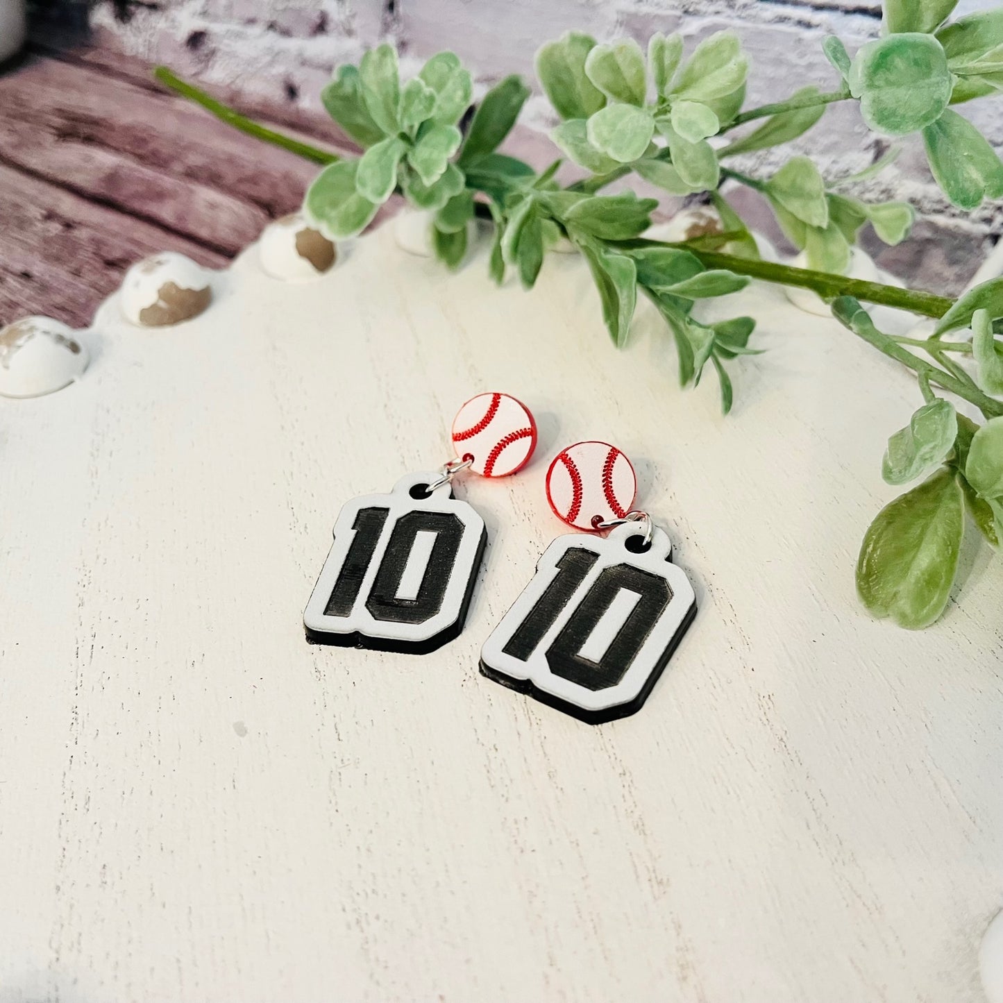 Personalized Baseball Number Earrings