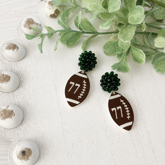Beaded Football Earrings