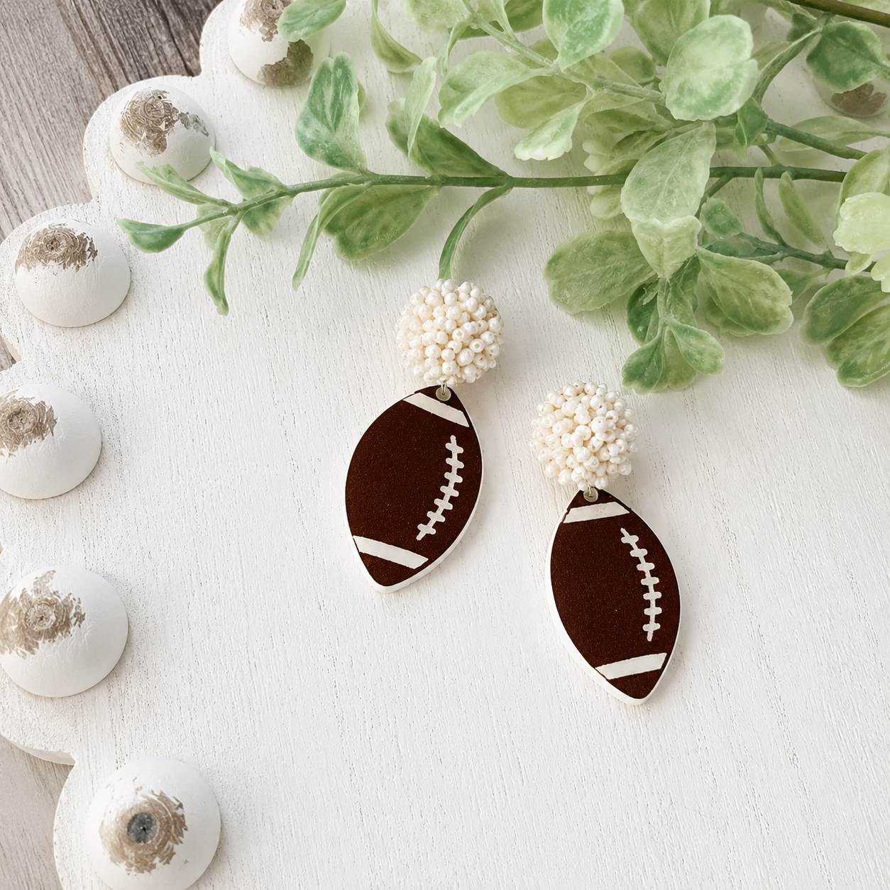 Beaded Football Earrings