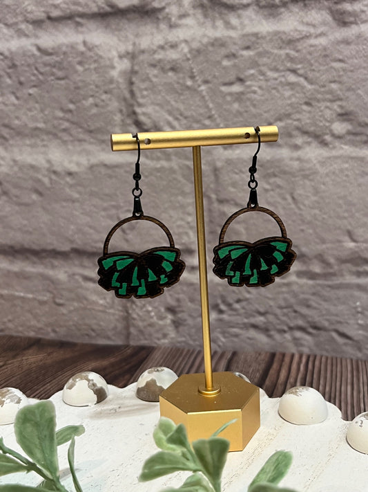 Painted Wooden Poms Earrings