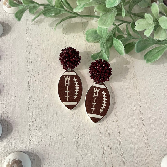 Dawsonville Beaded Football Earrings