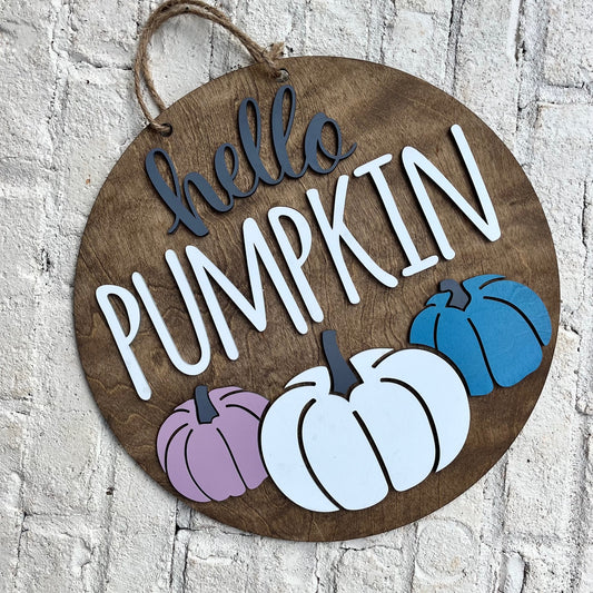 Hello Pumpkin Round Sign