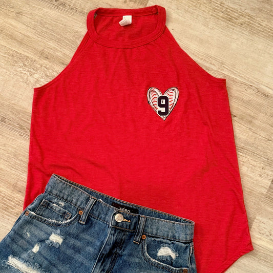 Baseball heart with number shirt