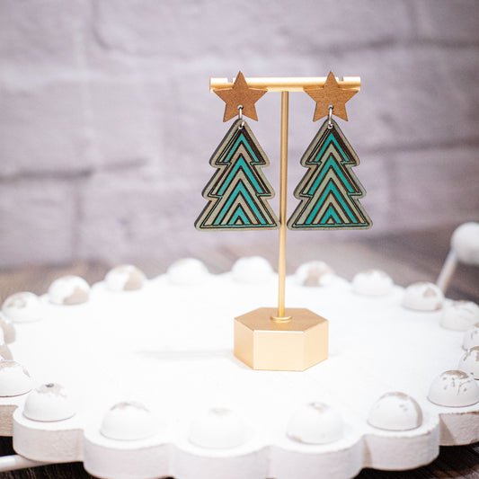 Painted Wooden Christmas Tree with Star