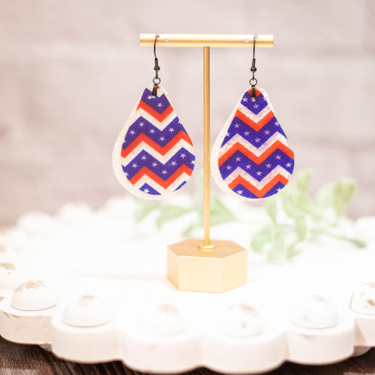 America Chevron Tear Drop Earrings