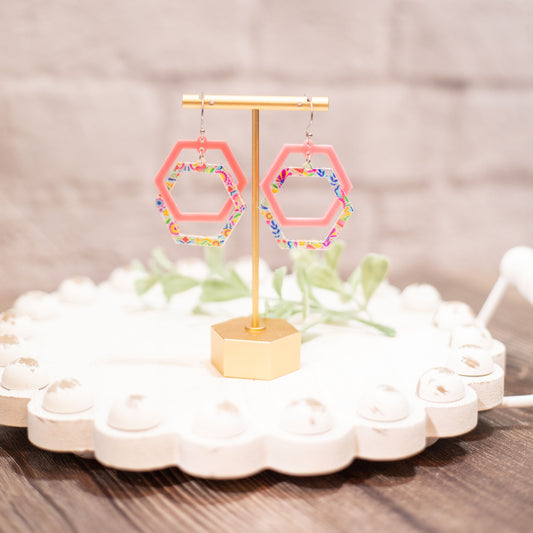 Acrylic Hexagon Earrings