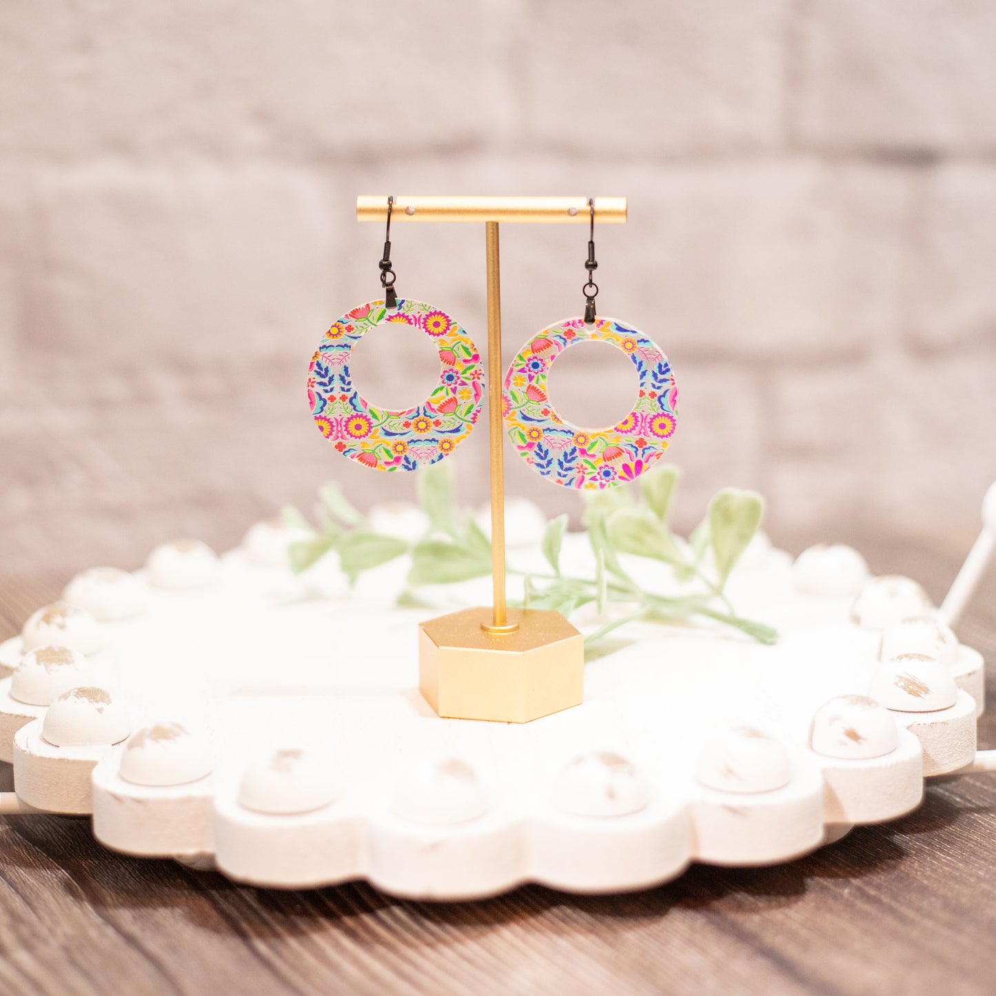 Acrylic Off Center Round Earrings