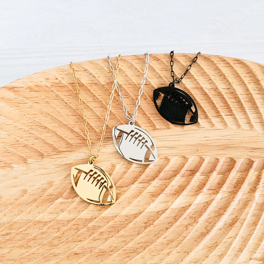 Engraved Football Necklace