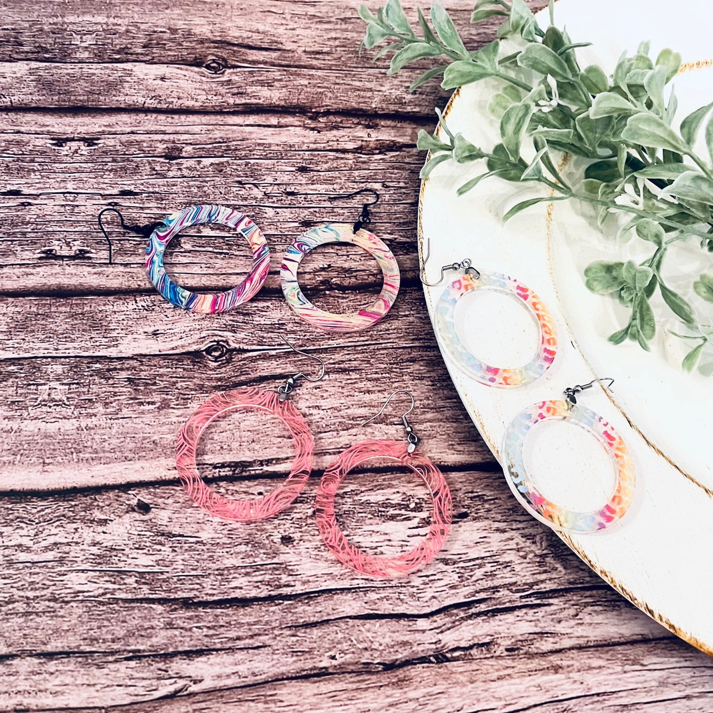 Acrylic Donut Round Earrings