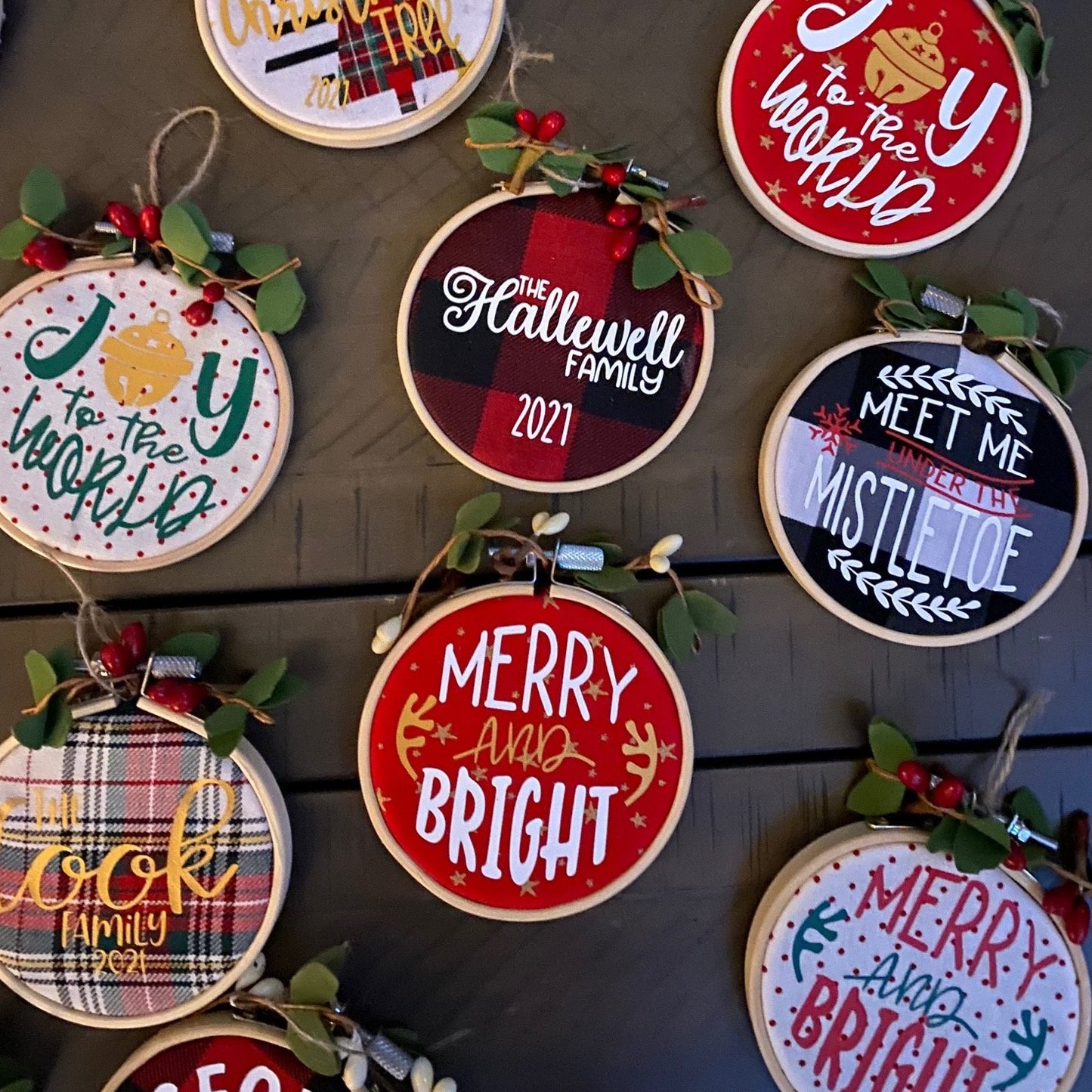 Embroidery Circle Christmas Ornaments